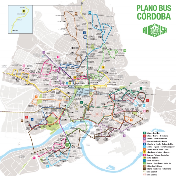 Plano red de Bus Urbano de Córdoba